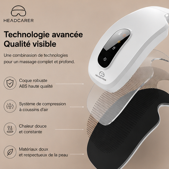 Masque de Massage Oculaire Intelligent Bluetooth Chauffant HeadCarer