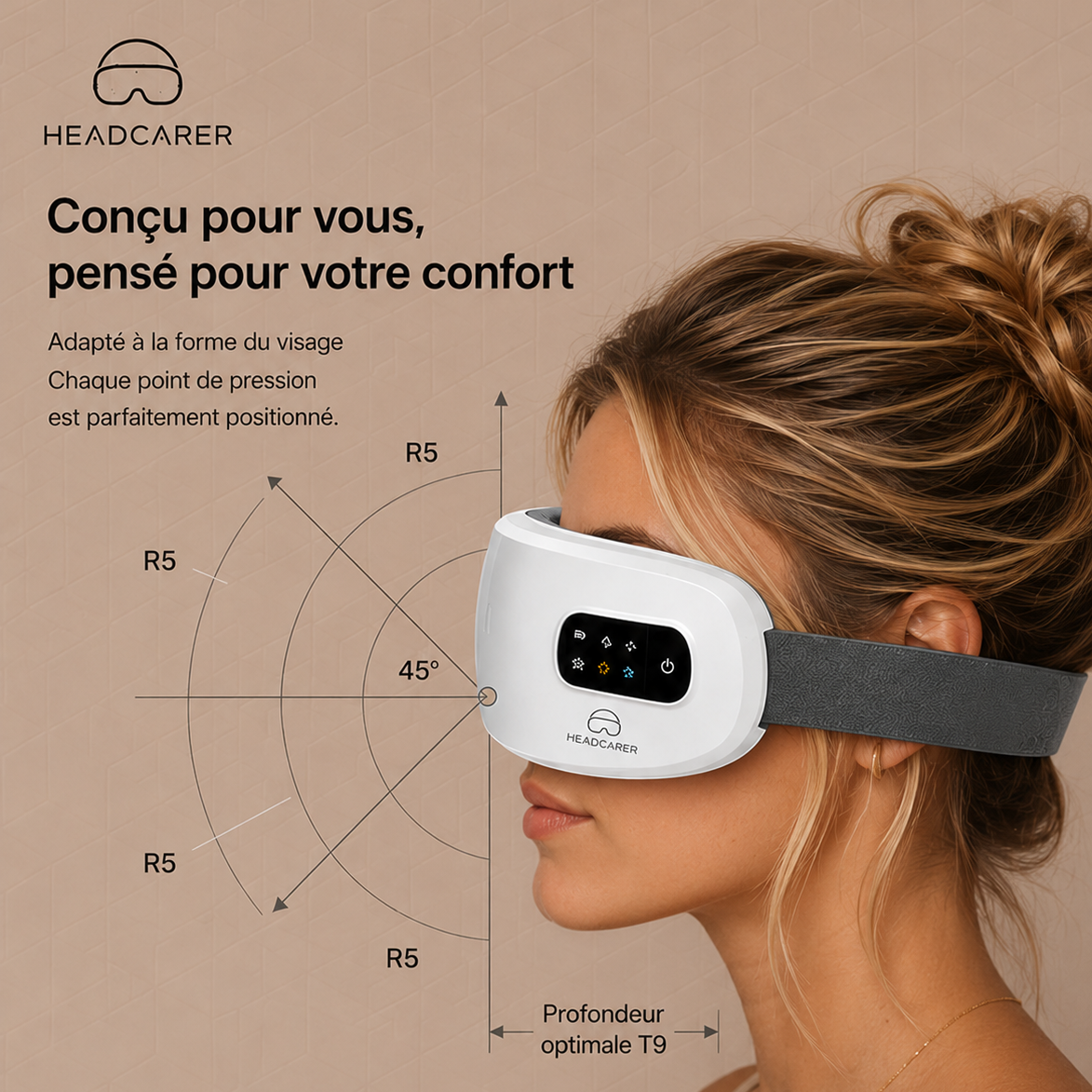 Masque de Massage Oculaire Intelligent Bluetooth Chauffant HeadCarer